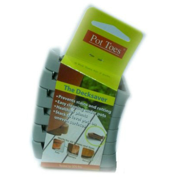 Pot Toes® PT-06LGCS The Decksaver™ Plant Stand Elevator, Light Gray, 3", 6-Pack