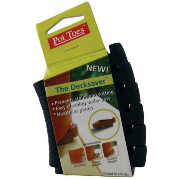 Pot Toes® PT-06BLCS The Decksaver™ Plant Stand Elevator, Black, 3", 6-Pack