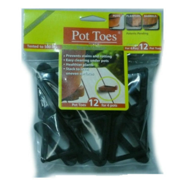 Pot Toes® PT-12BLHT The Decksaver™ Plant Stand Elevator, Black, 3", 12-Pack