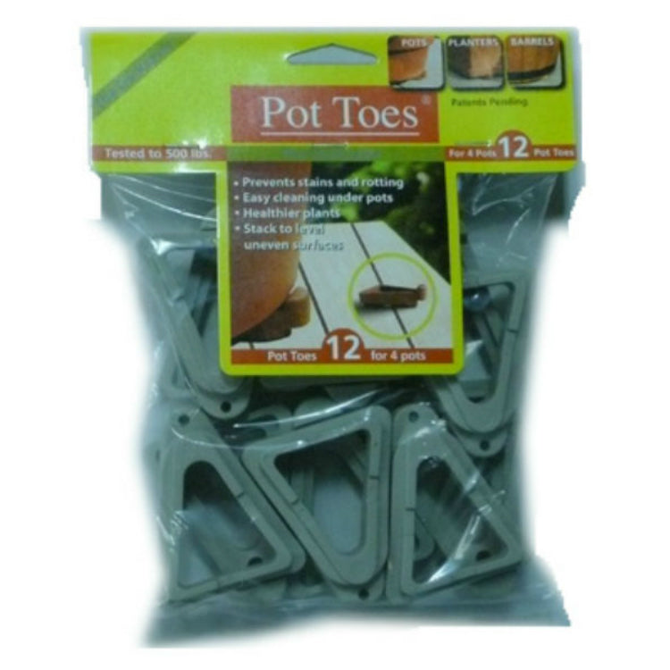Pot Toes® PT-12LGHT The Decksaver™ Plant Stand Elevator, Light Gray, 3", 12-Pack