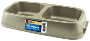 Ruffin' It 00442 Raised Double Pet Bowl, Medium, Plastic
