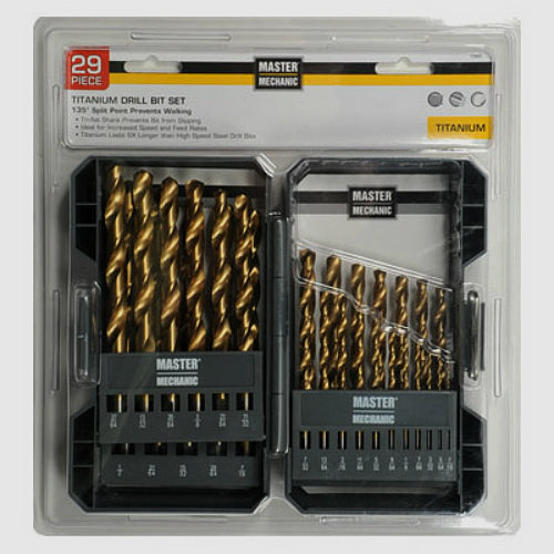 Master Mechanic 159083 Titanium Drill Bit Set, 29-Piece