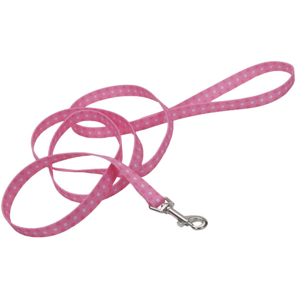 Pet Attire® 00466-PDT06 Nylon Fashion Leash for Dogs, 5/8" x 6', Pink Dot
