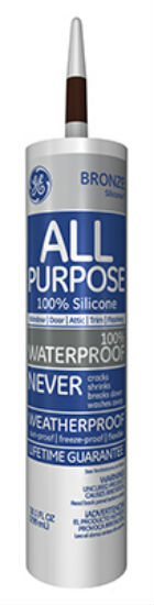 GE GE412A Silicone I Window & Door All Purpose Caulk, Bronze, 10.1 Oz