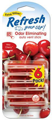 Refresh Your Car® 09430T Odor Eliminating Auto Vent Stick, Very Cherry, 6-Pack