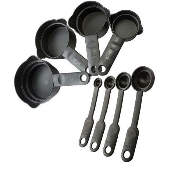 Cook's Kitchen 8200 Measuring Cup & Spoon Set, Black, 8-Piece
