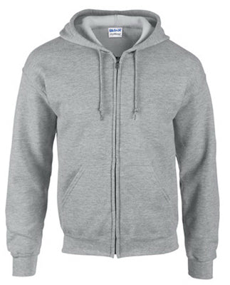 Gildan Men's Full Zip Hooded Sweatshirt, Large, Sports Gray