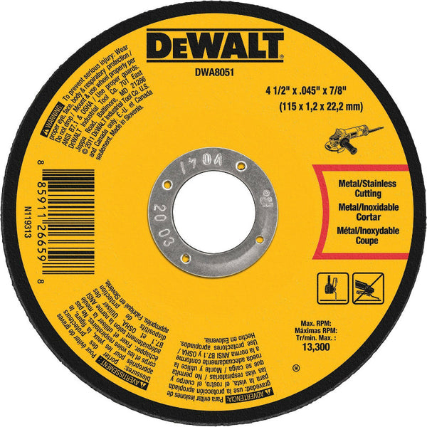 DeWalt® DWA8051 Metal Cut-Off Wheel, 4-1/2" x 0.045" x 7/8"