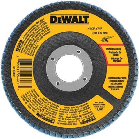DeWalt® DWA8208 Zirconia T29 Flap Disc, 80 Grit, 4-1/2" x 7/8"