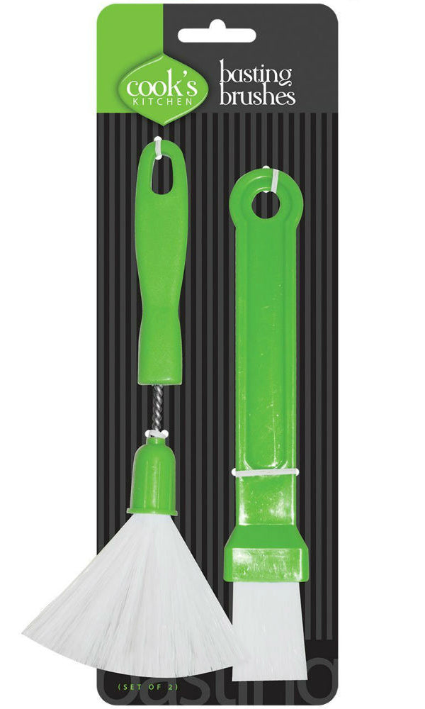 Cook's Kitchen 8251 Basting Brush with Green Plastic Handles, 2-Pack