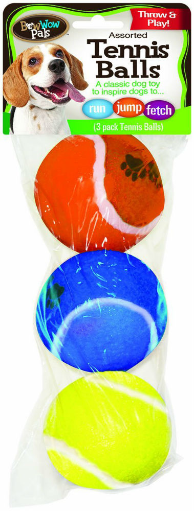 Bow Wow Pals™ 8828 Tennis Balls Classic Dog Toy, Assorted Colors, 3-Pack