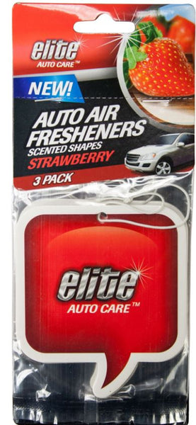 Elite Auto Care™ 8920 Scented Shapes Auto Air Freshener, Strawberry, 3-Pack