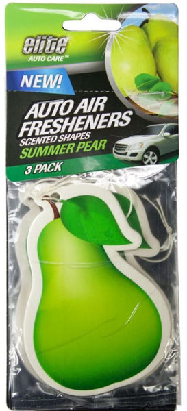 Elite Auto Care™ 8997 Scented Shapes Auto Air Freshener, Summer Pear, 3-Pack