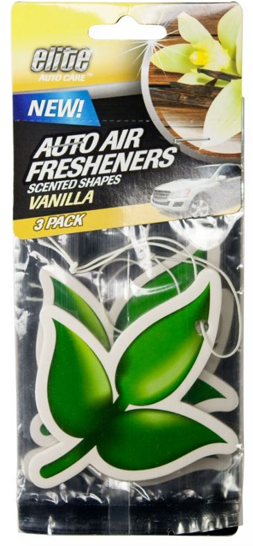 Elite Auto Care™ 8996 Scented Shapes Auto Air Freshener, Vanilla, 3-Pa –  Toolbox Supply