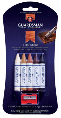 Guardsman 500300 Wood Filler Sticks & Sharpener, 5-Pack