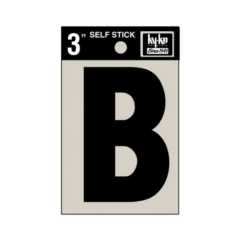 Hy-Ko 30412 Self Stick Vinyl Die-Cut Letter B Sign, 3", Black