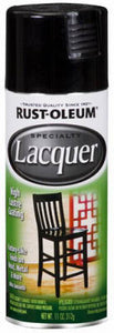 Rust-Oleum® 1905-830 Specialty Lacquer Spray Paint, 11 Oz, Gloss Black
