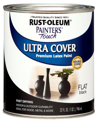 Rust-Oleum® Painter's® Touch Ultra Cover Latex Paint, 1 Qt, Flat Black