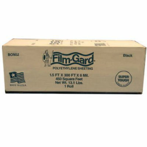 Film-Gard® 626002 Flash Polyethylene Construction Sheeting, 1'x300', 6 Mil,Black