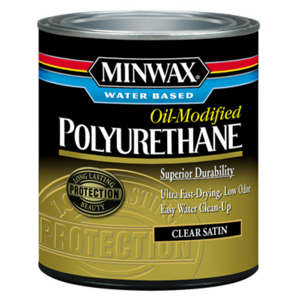 Minwax® 230254444 Water Based Oil Modified Polyurethane, 1/2 Pt, Clear Satin