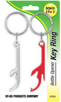 Hy-Ko KF503 Shark Design Bottle Opener Key Ring, Assorted, 2-Pack