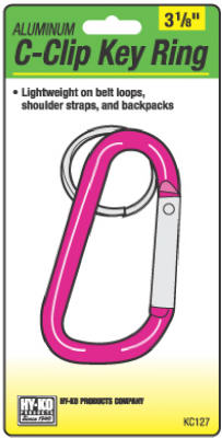 Hy-Ko KC127 Aluminum C-Clip with Split Key Ring, 3-1/8", Large