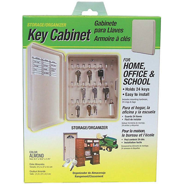 Hy-Ko KO302 Lockable Plastic Key Cabinet, 24-Hooks, Almond