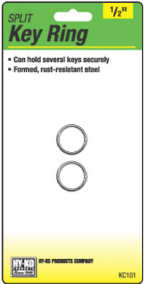 Hy-Ko KC101 Split Key Ring, 1/2", 2-Pack