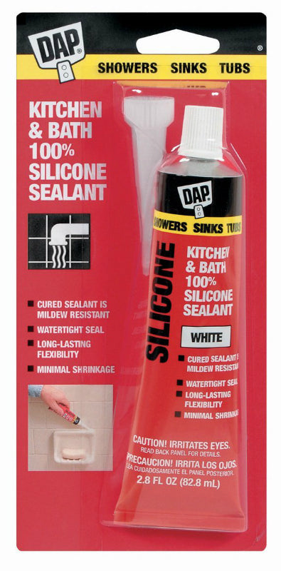 Dap® 00680 Kitchen & Bath 100% Silicone Rubber Sealant, 2.8 Oz, White