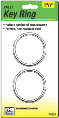 Hy-Ko KC108 Split Key Rings, 1-3/8", Brass, 2-Pack