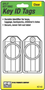 Hy-Ko KC142 Key I.D. Tag with Split Ring, Clear, 2-Pack