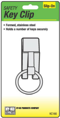 Hy-Ko KC180 Slip-On Safety Key Clip with Split Ring, Stainless Steel