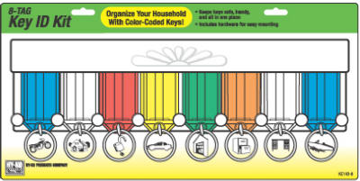 Hy-Ko KC143-8 Key Tag Rack with 8 Easy Open Assorted Color Key Tags