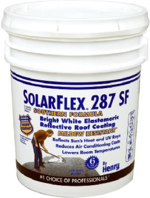 Henry® Company HE287SF871 Solar-Flex Elastomeric Roof Coating, White, 5-Gallon