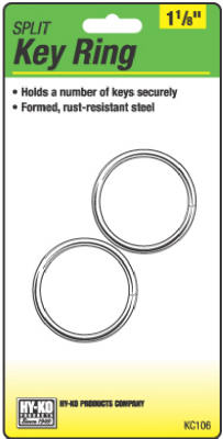 Hy-Ko KC106 Split Key Ring, 1-1/8", 2-Pack