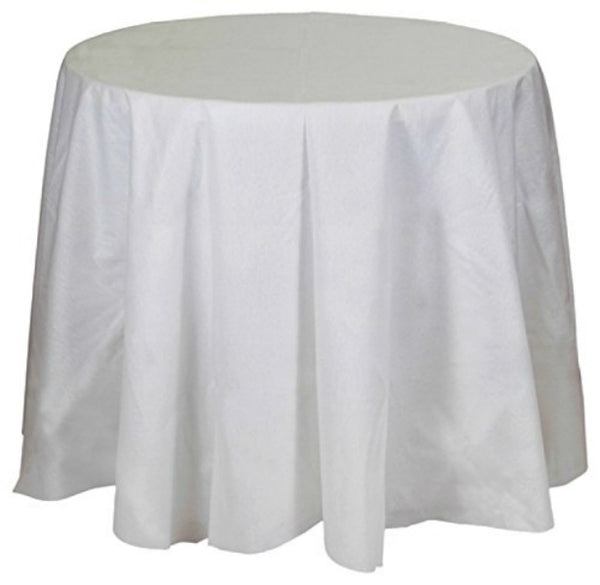 Creative Converting™ 823272 Better Than Linen™ Octy-Round Tablecover, White, 82"
