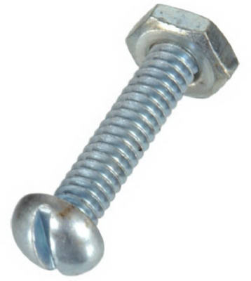 Hillman Fasteners 7650 Slotted Round Head Screw with Nut, 6-32" x 1/2", 10-Pack