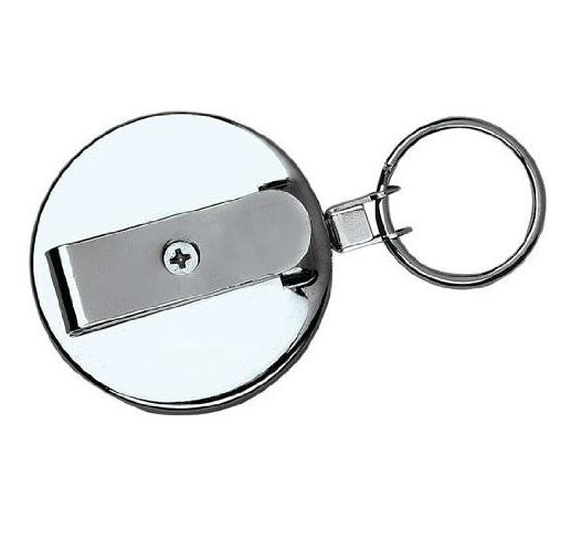 Hy-Ko KC188 Clip-On Key Reel with 48" Retractable Wire Cable, Chrome Plated