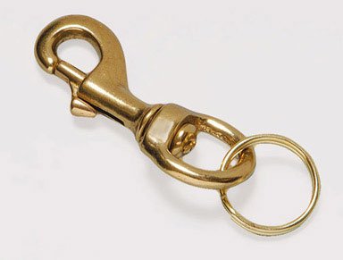 Hy-Ko KC174 Heavy-Duty Bolt Snap with Split Ring Key Chain, Solid Brass