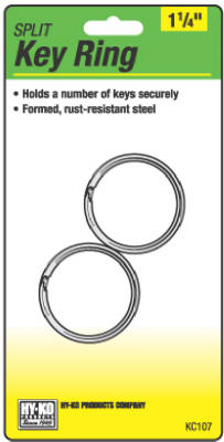 Hy-Ko KC107 Split Key Ring, 1-1/4", 2-Pack