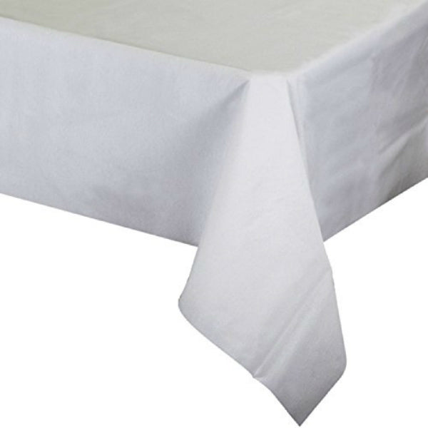 Creative Converting™ 813272 Better Than Linen™ Table Cover, White, 50" x 108"