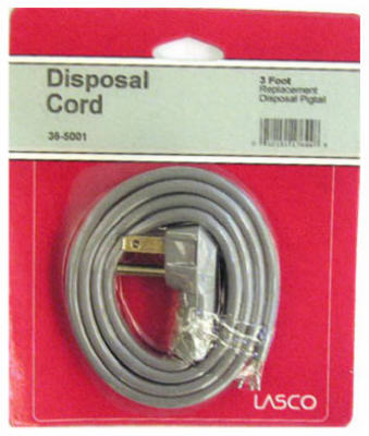 Lasco 36-5001 Disposal Electrical 3-Wire Pig Tail with Ground, 3'