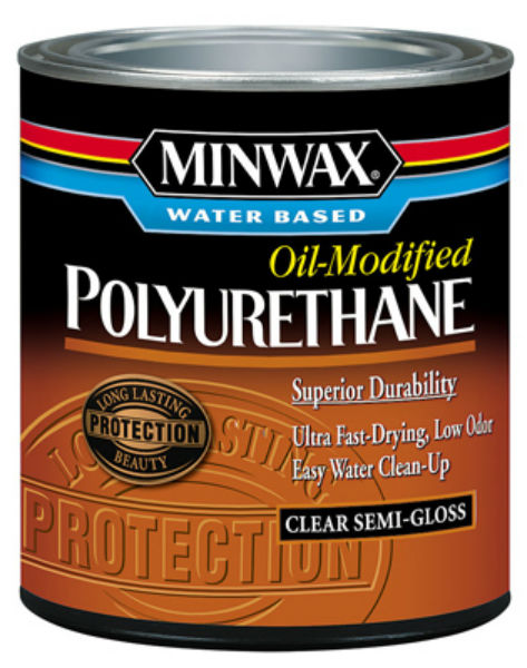 Minwax® 230204444 Water Based Oil-Modified Polyurethane, 1/2 Pt, Semi-Gloss