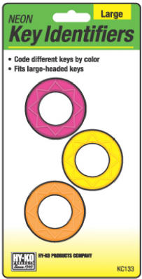 Hy-Ko KC133 Neon Key Identifier, Large, Assorted, 3-Pack