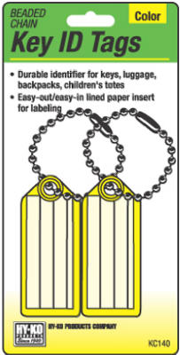 Hy-Ko KC140 Key I.D. Tag with Beaded Ball Chain, Plastic