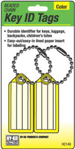 Hy-Ko KC140 Key I.D. Tag with Beaded Ball Chain, Plastic