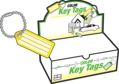 Hy-Ko KB140-100 Key I.D. Tag with Ball Chain, Assorted Color, 100-Pack