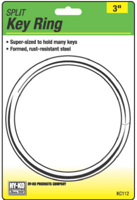 Hy-Ko KC112 Split Key Ring, 3", Tempered Steel