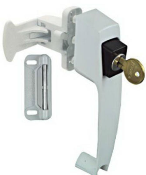 National Hardware® N213-124 Push Button Latch with Key Lock, White Finish