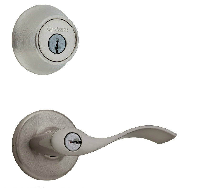Kwikset® 690BL-15-CP-K6 Balboa Entry Lever & Deadbolt Combo Pack, Satin Nickel